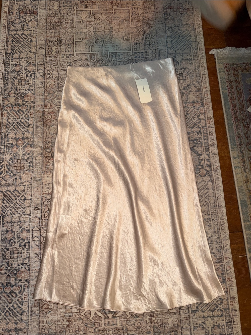Vince 100% Acetate Champagne Midi Skirt